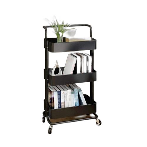 Chariot de rangement à 3 niveaux, chariot de rangement multi usages avec roulettes, chariot de rangement en métal, chariot utilitaire à roulettes pour salle...