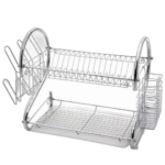 Égouttoir à vaisselle de cuisine, étagère de rangement, égouttoir à couverts double couche argent