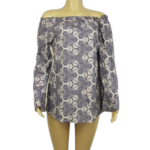 Haut manches longues imprimé polyester gris/blanc