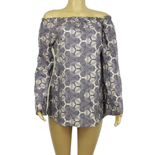 Haut manches longues imprimé polyester gris/blanc