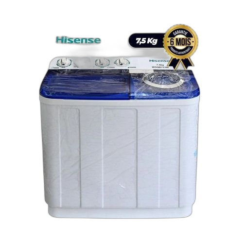 Hisense machine à laver semi automatique hisense wsqb753w – 7.5kg blanc 12 mois