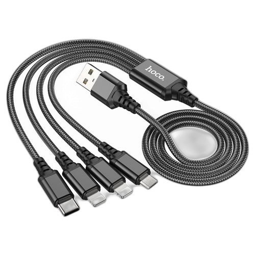 Hoco cable de recharge 4 en 1 (type c x2+lightning+micro) multi