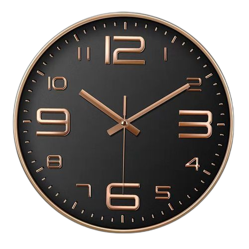 Horloge murale numérique en or rose de 30 cm (12 po) avec base noire