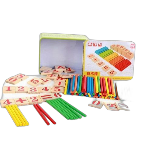 Jouet mathématique en bois pour bâton de comptage pour bébé, avec boîte en fer