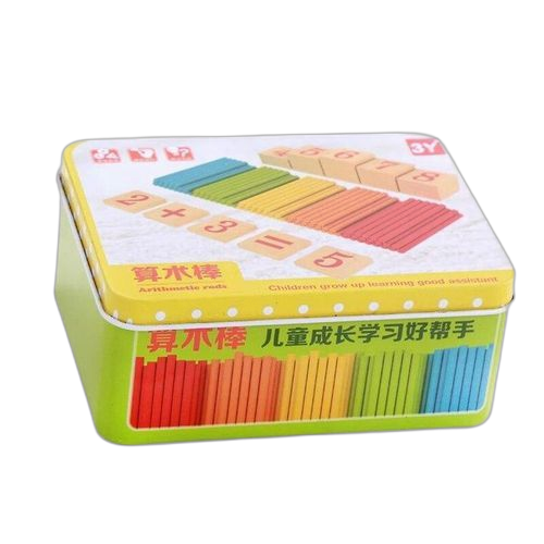 Jouet mathématique en bois pour bébé, bâtons de comptage, éducation précoce, jouet montessori en bois, puzzle, jeu de calcul, jouets mathématiques sensoriels avec boîte en fer