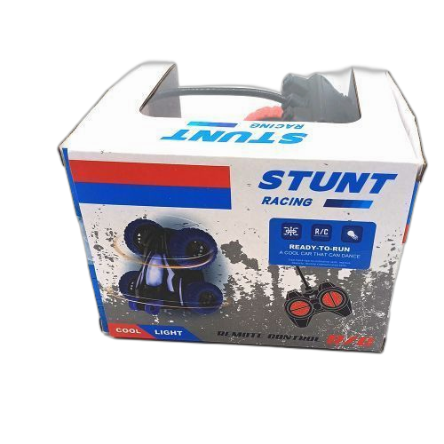 Jouet mini voiture de cascadeur télécommandé avec rotation double face à 360° pour enfants bleu