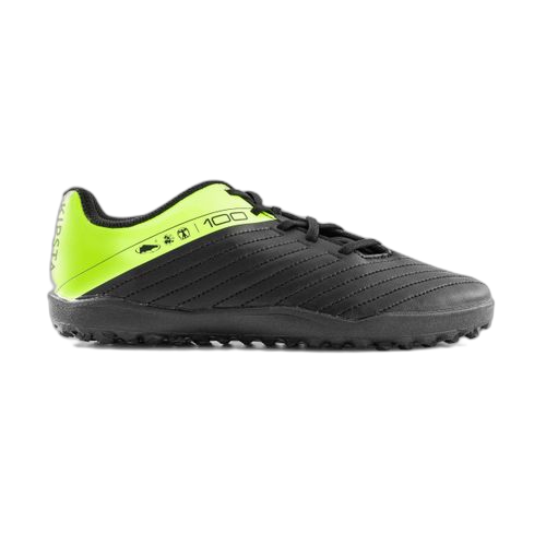 Kipsta chaussures de football enfant a lacets 100 turf tf noir et jaune