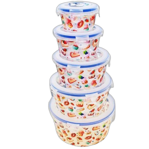 Kit de 5 boxes de conservation en plastique couvercles bleu
