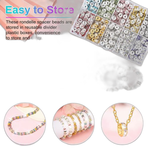 Kit de fabrication de bijoux, 10 couleurs (8 mm 10 couleurs), 700 perles d'espacement