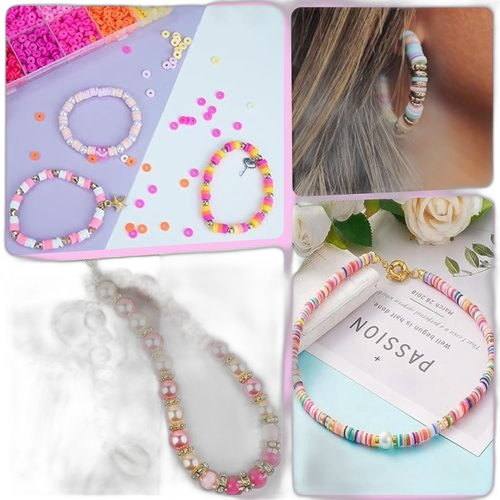 Kit de perles d'espacement diy en argile polymère, 9 000 pièces, 72 couleurs