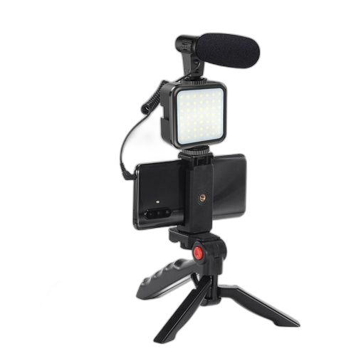 Kit vidéo vlog pour téléphone portable avec trépied / stabilisateur réglable noir