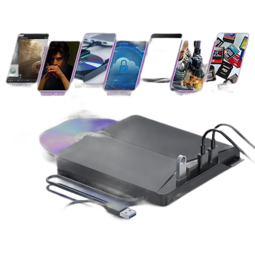 Lecteur cd/dvd portable usb 3.0 7 en 1, lecteur optique mobile externe, universel pour ordinateurs