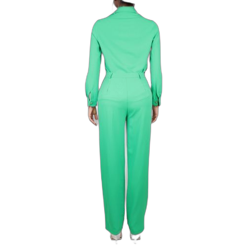 Lilas femme élégant commuter mid style chemise + pantalon droit couleur nettebrun – Image 2