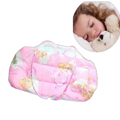 Lit appoint pour bébé avec moustiquaire rose