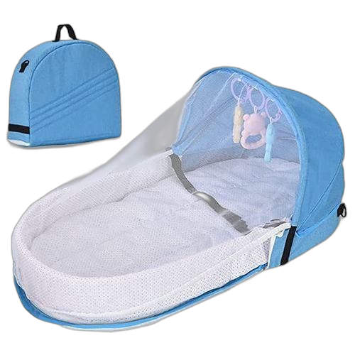 Lit de voyage pour bébé avec moustiquaire et auventbleu bébé mixte