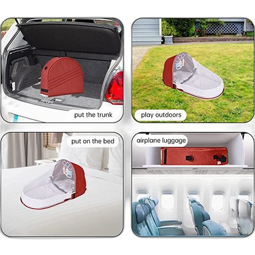 Lit pliable pour bébé avec moustiquaire à baldaquin _ rouge