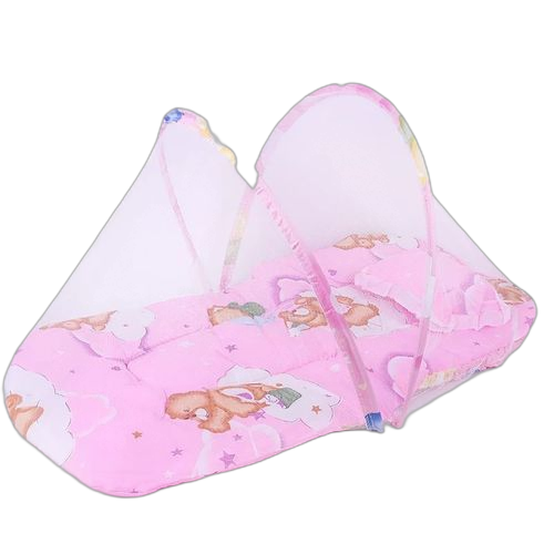 Lit tente pour bébé avec matelas et moustiquaire bleu