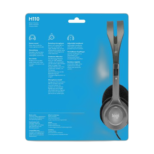 Logitech h110 casque stéréo headset + micronoir