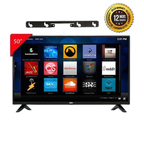 Loki téléviseur led smart tv ecran 50" l/h 110,7 x 62,3 cm full hd garantie 12 mois + support mural offert android 8.1 noir