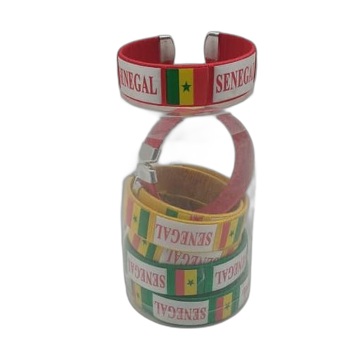Lot de 12 bracelets jonc en metal pour supporter senegal grand modele