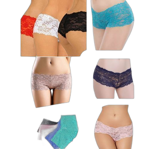 Lot de 12 shorty boxers en dentelle multicolore