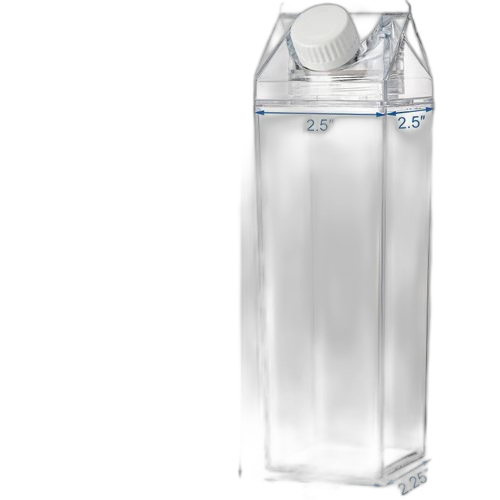 Lot de 2 bouteilles d'eau ou de jus 500 ml fontaine à jus en plastique transparent carré s 500ml – Image 3