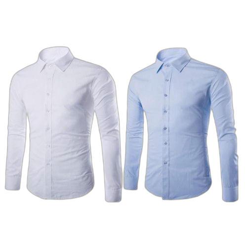 Lot de 2 chemises hommelongues manches blanc et bleu ciel