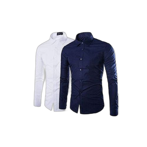 Lot de 2 chemises slim fit bleu de nuit, blanc