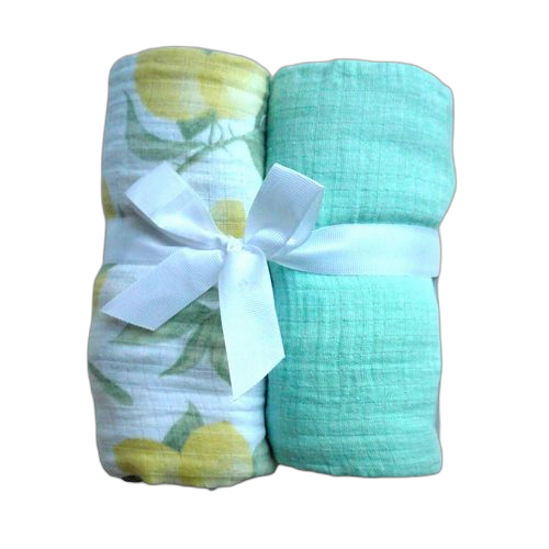 Lot de 2 couvertures d'emmaillotage en mousseline pour bébé