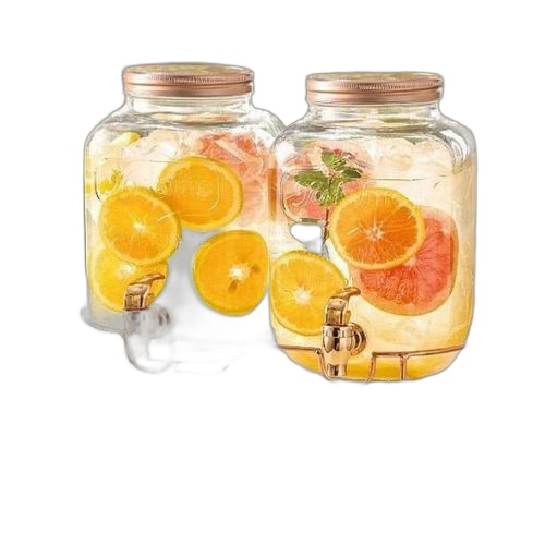 Lot de 2 distributeurs de boissons en verre de 4 litres avec robinet, distributeur d'eau avec support, distributeur de boisson à la limonade pour thé glacé, boissons glacées