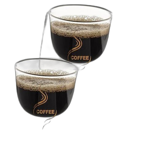 Lot de 2 tasse a cafe double paroi avec poignées tarnsparent