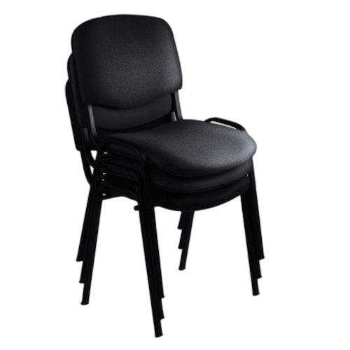 Lot de 3 chaises visiteur / simili cuir / noir