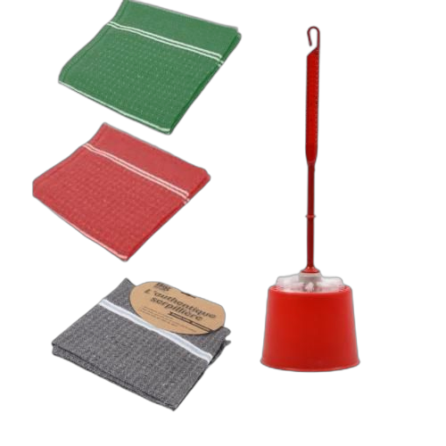 Lot de 3 serpillières plus brosse de toilette de nettoyage