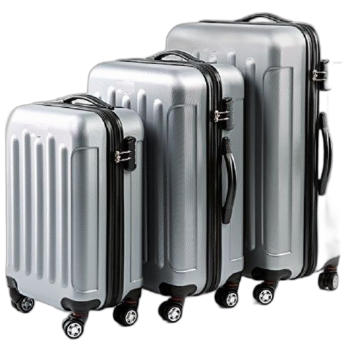 Lot de 3 valises de voyage incassables en coque 23kilos, 20kilos, 10kilos 4 roues code de sécurité