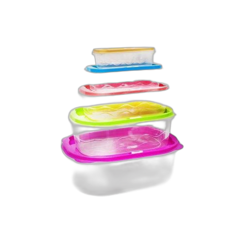 Lot de 5 boîtes de conservation plastique transparent multicolore