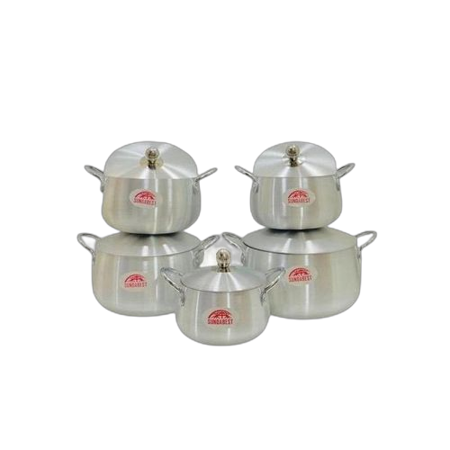 Lot de 5 marmites en aluminiumavec couvert