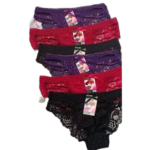 Lot de 6 slips en dentelle multicouleur