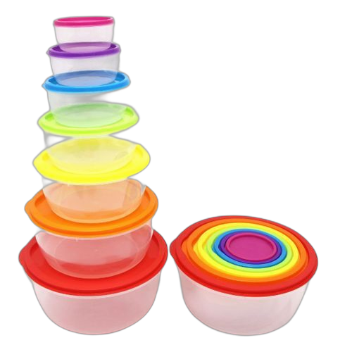 Lot de 7 bols de conservation en plastique
