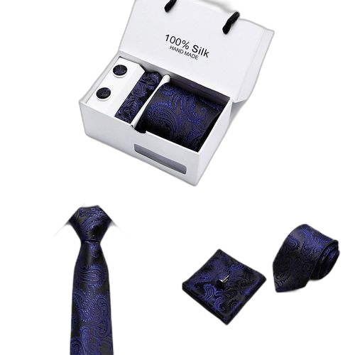 Louna coffret ensemble cravatte, boutton manchette et mouchoir