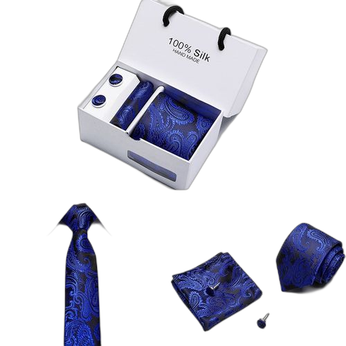 Louna coffret ensemble cravatte, boutton manchette et mouchoir_bb
