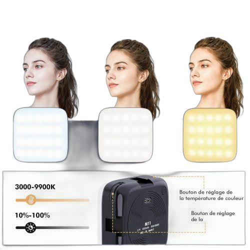 Lumière selfie led 3000 9900k à intensité variable, 360°, lumière à pince