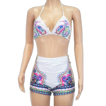 Maillot de bain deux piecespolyester blanc imprimé