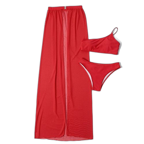 Maillot de baintrois pieces pour femmes rouge