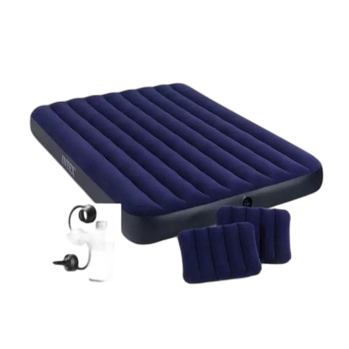 Matelas gonflable 2 places + 2 coussins + gonfleur électrique 1.52x2.03x25cm