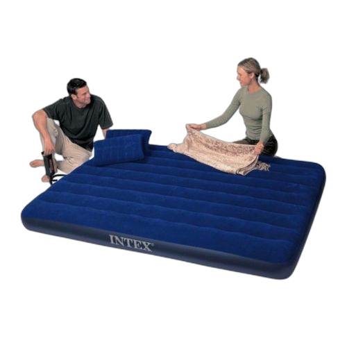 Matelas gonflable 2 places+coussin d'oreiller + gonfleur offert (152cm * 203cm * 22cm)