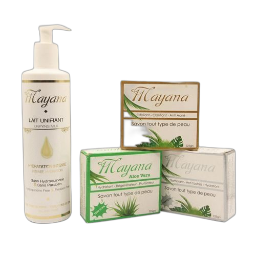 Mayana gamme completemayana 4 in 1 lait de corps + 3 savons