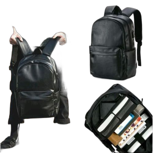 Mcys&jpn sac à dos décontracté en cuir pu pour homme grande capacité