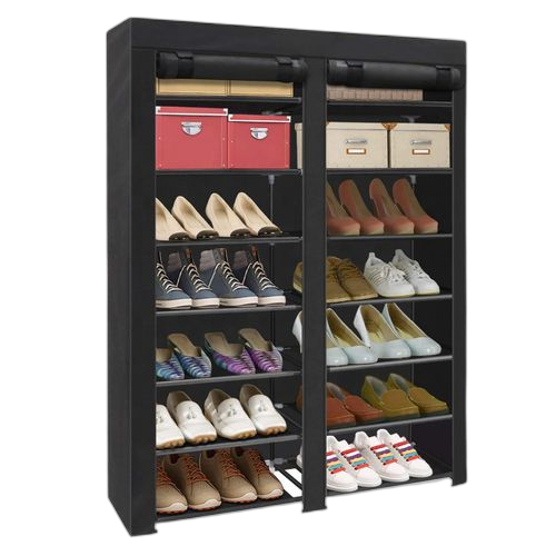 Meuble de rangement de chaussures 14 étagères noir