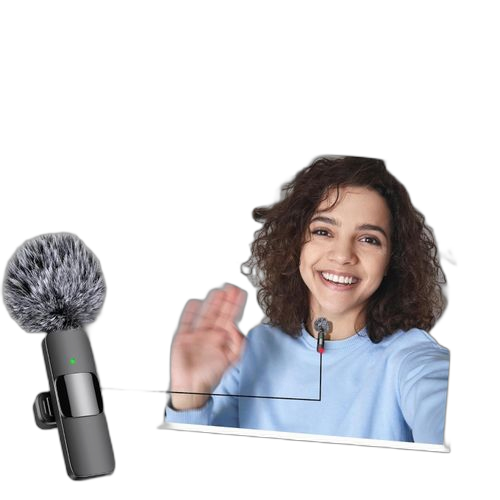 Microphone à revers sans fil dual type c pour adaptateur iphone et android + ios+boule de poils