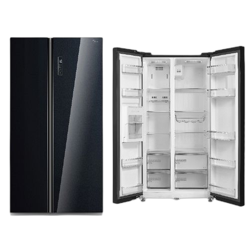 Midea réfrigérateur américain 710l noir double portes, super congélation, et distributeur d’eau (option)